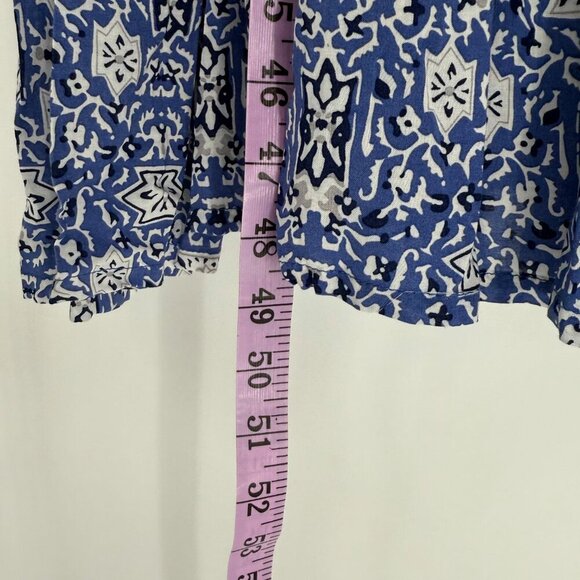 Chelsea & Theodore Square Neck Tiered Maxi Dress Size Medium Blue White Beachy - Picture 8 of 9